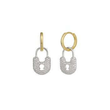 Lock Gold Color Hoop Sterling Silver Earring, 3 of 12
