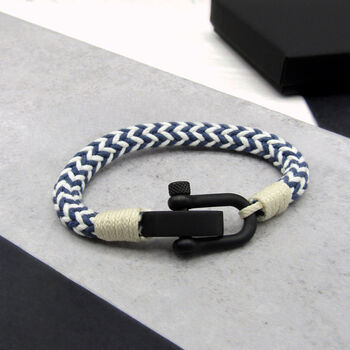 Men's Nautical Shackle And Thick Rope Bracelet, 5 of 6