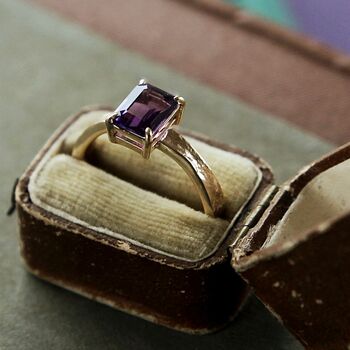 Solid 9ct Gold Amethyst Guinevere Ring, 5 of 7