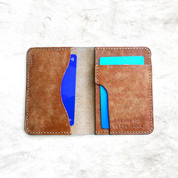Cognac Fold Wallet – “Emergency Pizza Fund”, 2 of 3
