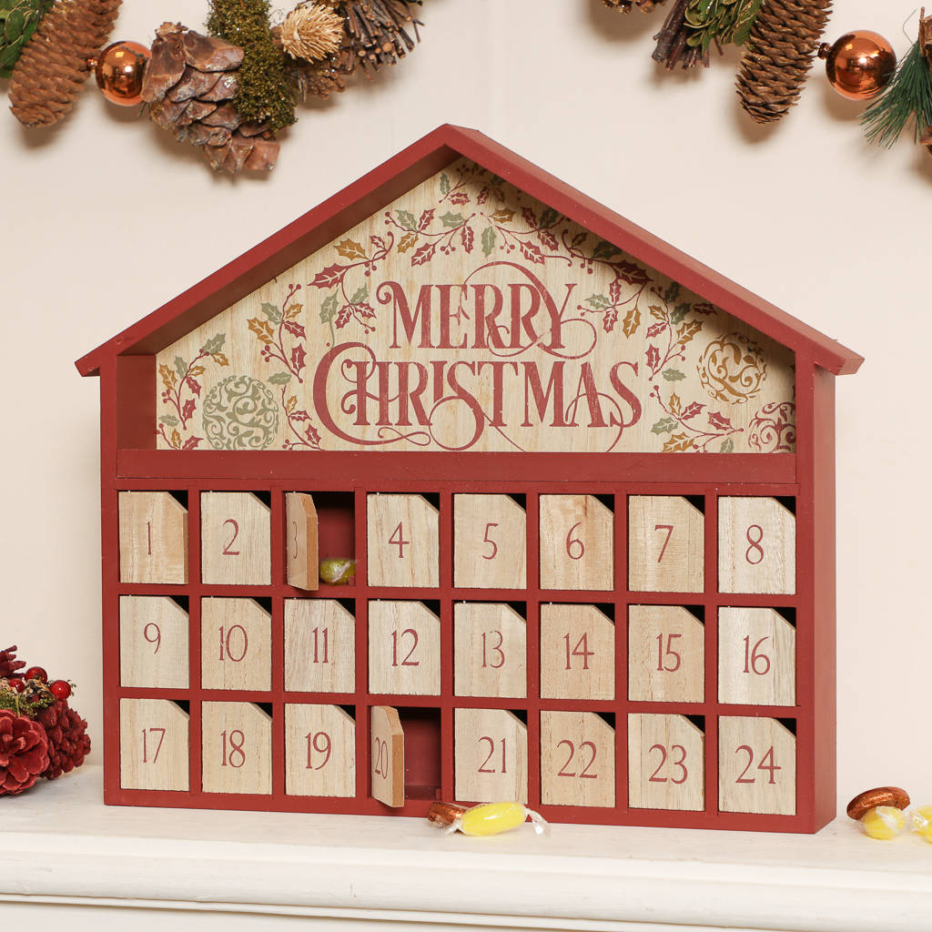 merry christmas wooden advent calendar house by dibor