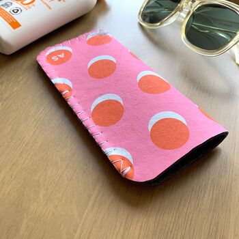 Maximalist Orange And Pink Polka Dot Glasses Case, 3 of 8