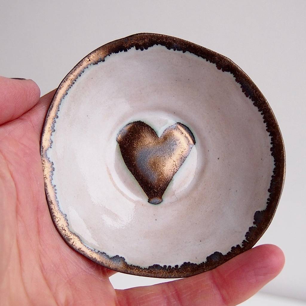 A Handmade Wedding Gold Heart Ceramic Ring Dish, 1 of 11