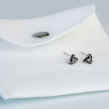Sterling Silver Black Celtic Knot Stud Earrings, 5 of 6
