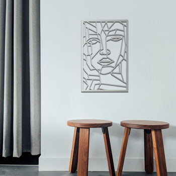 Abstract Woman Face Wooden Line Art Wall Decor Panel, 8 of 9