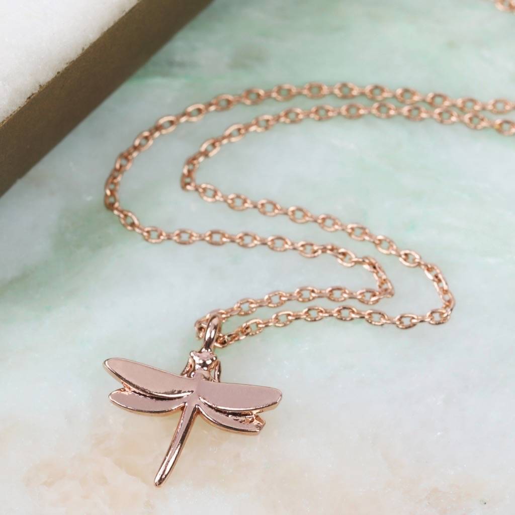 Rose Gold Dragonfly Pendant Necklace By Lisa Angel | notonthehighstreet.com
