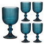 Set Of Four Sapphire Blue Glass Wine Goblets, thumbnail 2 of 6