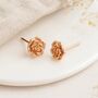 18ct Rose Gold Plated Sterling Silver Rose Stud Earrings – 7mm, thumbnail 1 of 5