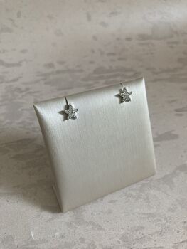 Tiny Dainty Cz Silver Star Stud Earrings, 5 of 7