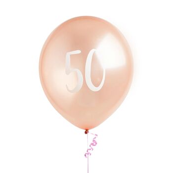 Five Rose Gold 50 Party Balloons, 2 of 2