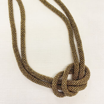 Fair Trade Handmade Glass Bead Knot Tube Necklace 55cm, 4 of 10