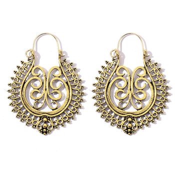 Gold Plated Large Tribal Drop Earrings, 2 of 6