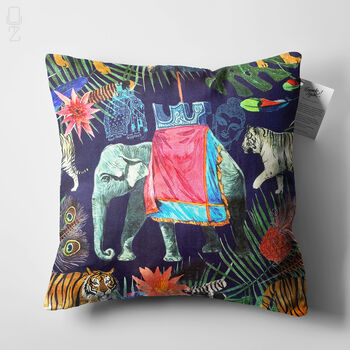 Abstract Elephant And Tiger Themed Cushion Cover, 5 of 7