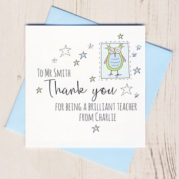 Personalised Owl Teacher Thank You Card, 2 of 2