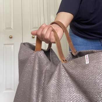 Large Tote Bag With Leather Handles, Xl Beach Bag, 4 of 4