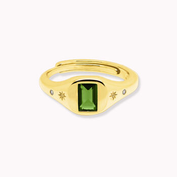 Peridot Baguette Adjustable Signet Ring, 3 of 6