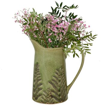 Fern Green Ceramic Pitcher Vase, 2 of 9