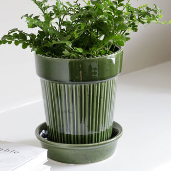 Green Plant Pot With Saucer, 2 of 3
