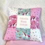 Pink Unicorn Name And Date Cushion, thumbnail 3 of 5