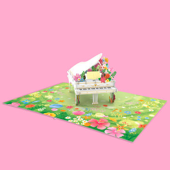 Piano And Flowers 3D Pop Up Birthday Card, 2 of 4