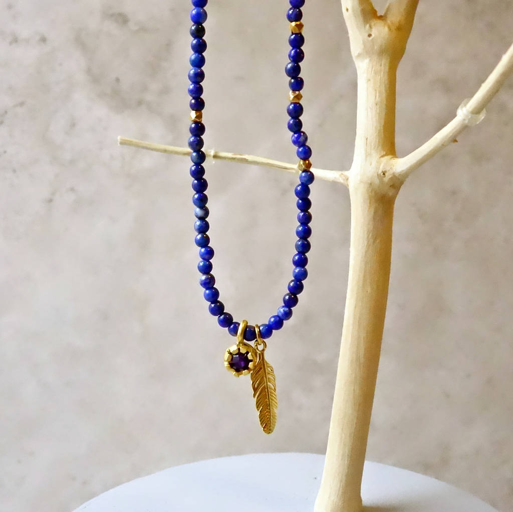 lapis friendship gemstone necklace