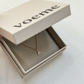 Personalised Pave Initial And Chain Necklace, 3 of 4
