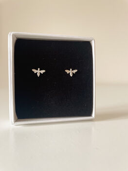 Sterling Silver Bee Stud Earrings, 2 of 6