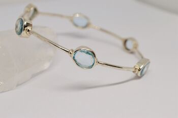 Blue Topaz Bracelet, Sterling Silver Bangle Bracelet, 4 of 5