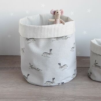 Jumping Hares Fabric Storage Basket, 2 of 3
