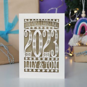 Our First Christmas 2023 Personalised Papercut Card, 3 of 11