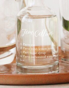 Tom Collins Gin Cocktail Recipe Decanter, Two Sizes, 2 of 5
