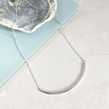 Silver Long Curved Bar Necklace, 3 of 3