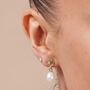 Clara Blue Topaz And Freshwater Pearl Drop Earrings, thumbnail 2 of 3