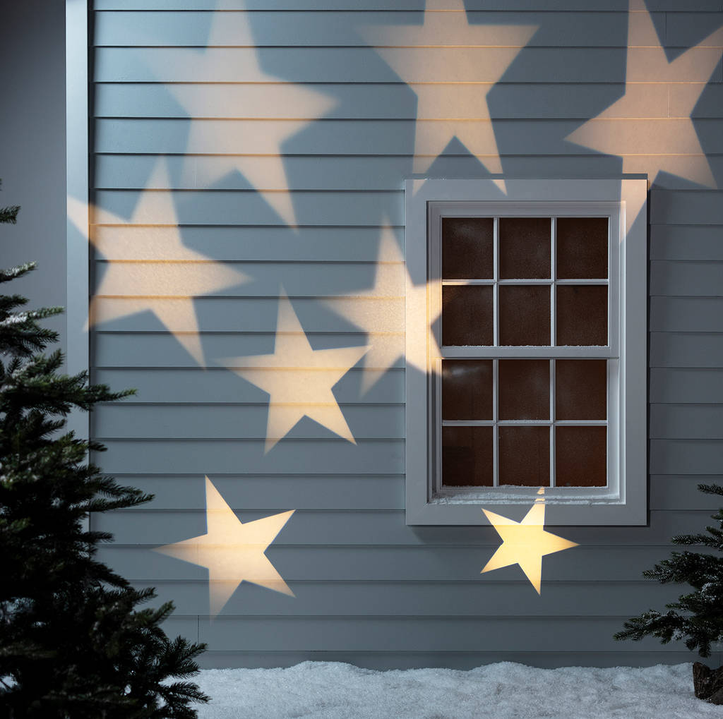 Set Of Eight Christmas Star Projector Stake Lights By Lights4fun