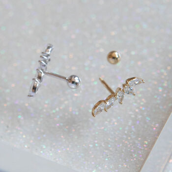 14 Carat Gold Angel Wing Helix Barbell Earring, 4 of 4