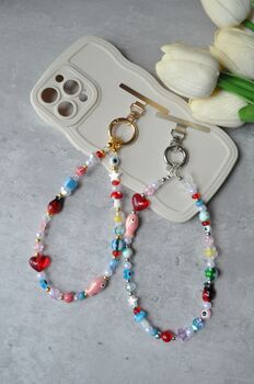Glass And Ceramic Beaded Custom Phone Charm, 2 of 8