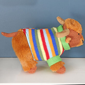 Highland Cow Rattle And Personalised Gift Bag, 4 of 4