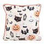 35cm Square Spooky Cat And Pumpkin Print Cushion, thumbnail 3 of 4