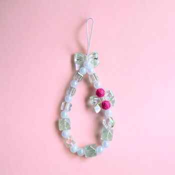 Pink Cherry Blossom Beaded Phone Charm, 2 of 3