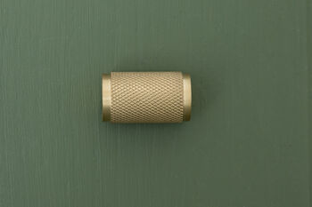 Cylindrical Knurled Cabinet Knob 16mm Satin Brass, 2 of 9