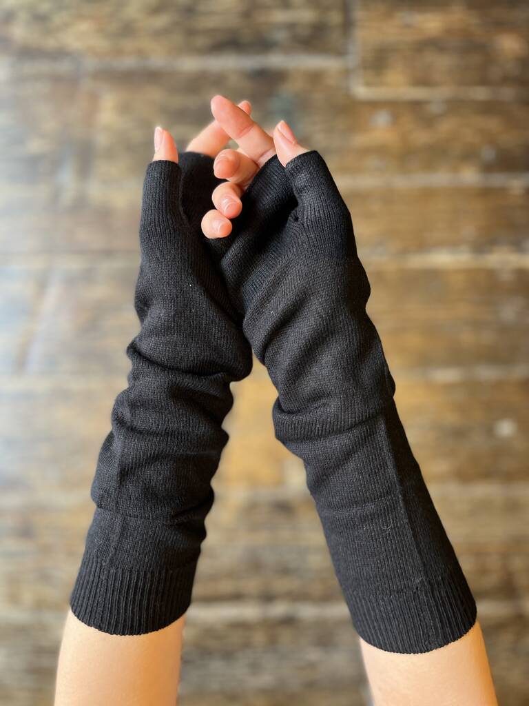 Wdts Long Arm Warmers In Black, Wool, 1 of 2