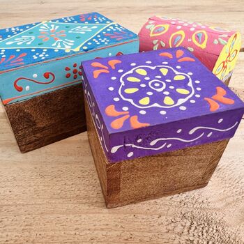 Hand Painted Set Of Three Mini Trinket Jewellery Box, 9 of 11
