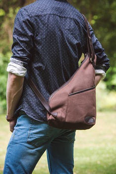Waxed Canvas And Leather Sling Backpack Bag, 2 of 7