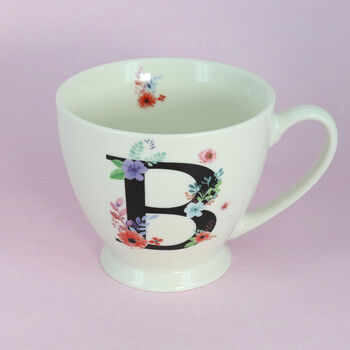 G Decor Floral Alphabet Ceramic Tea Coffee Xl Mug Cup, 6 of 12