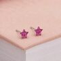 5mm Sterling Silver Pink Crystal Star Stud Earrings, thumbnail 1 of 10