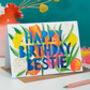 Happy Birthday Bestie Paper Cut Birthday Card, thumbnail 1 of 4