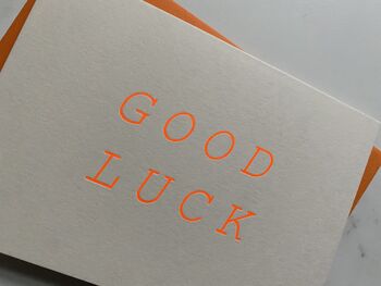 Handprinted Good Luck Orange Card, 2 of 2