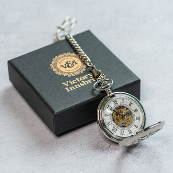 Steampunk Pocket Watch Silver; The Milburn, 3 of 8
