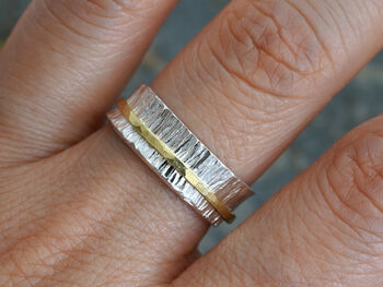 Wedding Band In 18ct Yellow Gold And Sterling Silver, 6 of 6