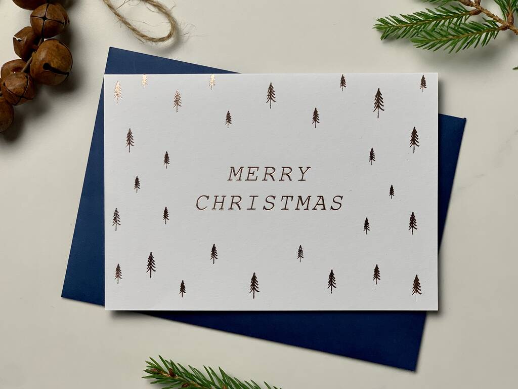 Handprinted Foil Merry Christmas Cards By Wildcard Stationery